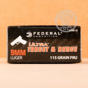 Photograph showing detail of 9MM FEDERAL ULTRA 115 GRAIN FULL METAL JACKET (1000 ROUNDS)