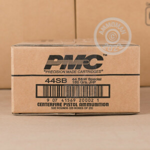 Photo detailing the 44 SPECIAL PMC 180 GRAIN JHP (500 ROUNDS) for sale at AmmoMan.com.