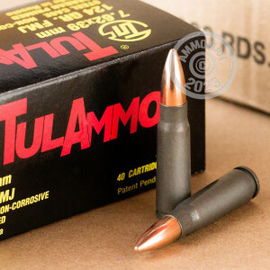 Photograph showing detail of 7.62X39MM TULA 124 GRAIN FMJ (1000 ROUNDS)