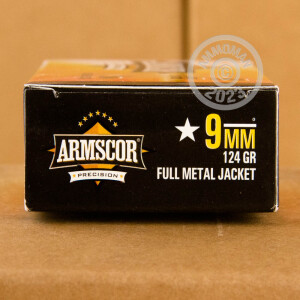 Image of the 9MM LUGER ARMSCOR 124 GRAIN FMJ (1000 ROUNDS) available at AmmoMan.com.