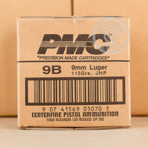 Photo detailing the 9MM PMC 115 GRAIN JACKETED HOLLOW POINT (1000 ROUNDS) for sale at AmmoMan.com.