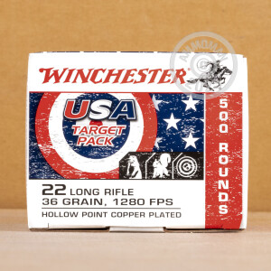 Photograph showing detail of 22 LR WINCHESTER USA GAME & TARGET 36 GRAIN CPHP (5000 ROUNDS)