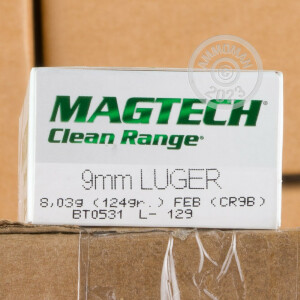 Image of 9mm Luger ammo by Magtech that's ideal for shooting indoors, training at the range.