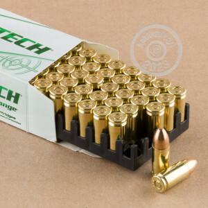 Image detailing the brass case and boxer primers on the Magtech ammunition.