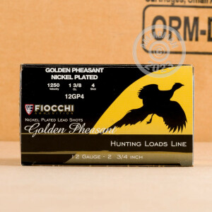 Image of 12 GAUGE FIOCCHI GOLDEN PHEASANT 2-3/4" 1-3/8 OZ. #4 NICKEL PLATED SHOT (25 ROUNDS)