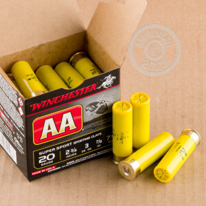 Image of the 20 GAUGE WINCHESTER AA SPORTING CLAYS 2-3/4" 7/8 OZ. #7.5 SHOT (25 ROUNDS) available at AmmoMan.com.