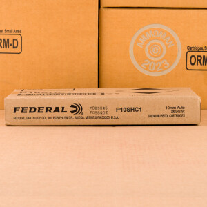 Photo detailing the 10MM FEDERAL SOLID CORE 200 GRAIN SYNTECH JACKETED HARD CAST (20 ROUNDS) for sale at AmmoMan.com.