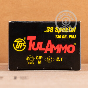 Photo detailing the 38 SPECIAL TULA 130 GRAIN FMJ (1000 ROUNDS) for sale at AmmoMan.com.