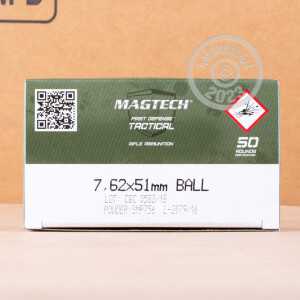 Photograph showing detail of 7.62X51 MAGTECH 147 GRAIN FMJ M80 (50 ROUNDS)