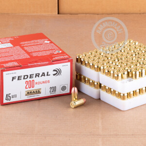 Photo detailing the 45 ACP FEDERAL CHAMPION 230 GRAIN FMJ (1000 ROUNDS) for sale at AmmoMan.com.