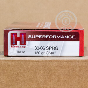 Image of the 30-06 SPRINGFIELD HORNADY SUPERFORMANCE 150 GRAIN GMX (20 ROUNDS) available at AmmoMan.com.