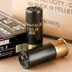 Photo detailing the 12 GAUGE WINCHESTER DOUBLE X 2-3/4“ #00 BUCK SHOT (5 ROUNDS) for sale at AmmoMan.com.