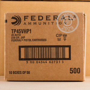 Photograph showing detail of 45 ACP FEDERAL TRAIN + PROTECT 230 GRAIN JHP (500 ROUNDS)