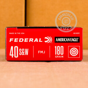 Photograph showing detail of 40 S&W 180 GRAIN FMJ FEDERAL AMERICAN EAGLE (500 ROUNDS)