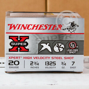 Photo detailing the 20 GAUGE WINCHESTER SUPER-X 2-3/4" #7 STEEL SHOT (25 ROUNDS) for sale at AmmoMan.com.