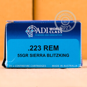 A photograph detailing the 223 Remington ammo with Polymer Tipped bullets made by Australian Defense Industries.