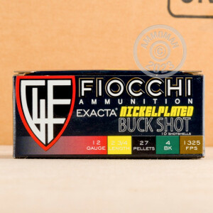 Photo detailing the 12 GAUGE FIOCCHI 2 3/4" #4 BUCK (10 ROUNDS) for sale at AmmoMan.com.