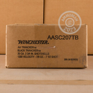 Photograph showing detail of 20 GAUGE WINCHESTER AA BLACK TRAACKER 2 3/4“ 7/8 OZ. #7.5 SHOT (25 ROUNDS)
