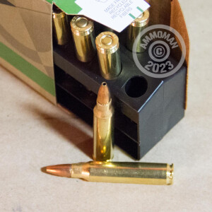 Image of 223 Remington ammo by Remington that's ideal for hunting varmint sized game, precision shooting.