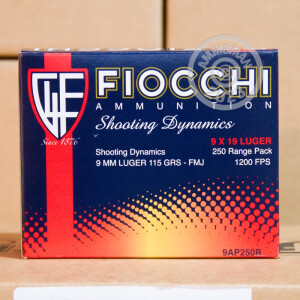 Image of 9MM LUGER FIOCCHI RANGE PACK 115 GRAIN FMJ (250 ROUNDS)