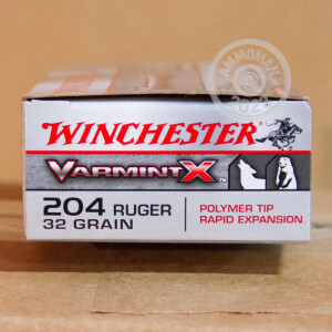 Image of the 204 RUGER WINCHESTER VARMINT-X 32 GRAIN PT (20 ROUNDS) available at AmmoMan.com.