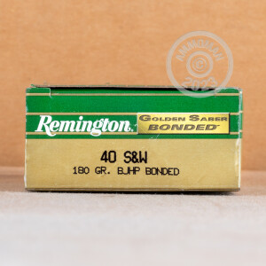 Image of the .40 S&W REMINGTON GOLDEN SABER 180 GRAIN JHP (500 ROUNDS) available at AmmoMan.com.