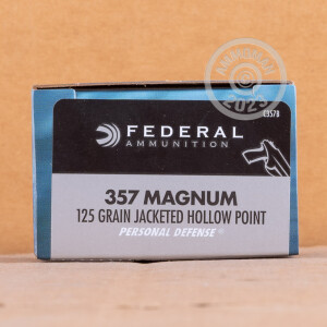 Photo detailing the 357 MAGNUM FEDERAL 125 GRAIN JHP (20 ROUNDS) for sale at AmmoMan.com.