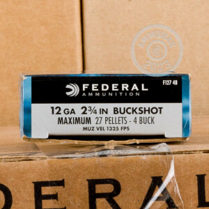Image of the 12 GAUGE FEDERAL POWER-SHOK 2-3/4" #4 BUCK (5 SHELLS) available at AmmoMan.com.