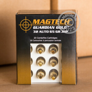 Photo detailing the 32 ACP MAGTECH GUARDIAN GOLD 65 GRAIN JHP (20 ROUNDS) for sale at AmmoMan.com.