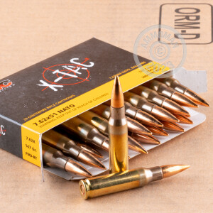 Photograph showing detail of 7.62X51 PMC X-TAC 147 GRAIN FMJ-BT (20 ROUNDS)