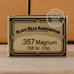 Photo detailing the 357 MAGNUM BLACK HILLS COWBOY 158 GRAIN CNL (50 ROUNDS) for sale at AmmoMan.com.