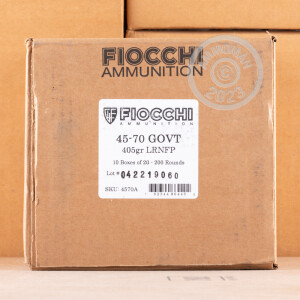 Image of 45-70 Government ammo by Fiocchi that's ideal for big game hunting, precision shooting, training at the range, whitetail hunting.