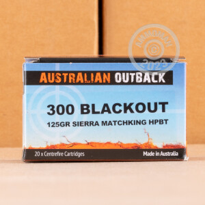 Image of 300 AAC Blackout ammo by Australian Outback that's ideal for big game hunting, hunting wild pigs, whitetail hunting.