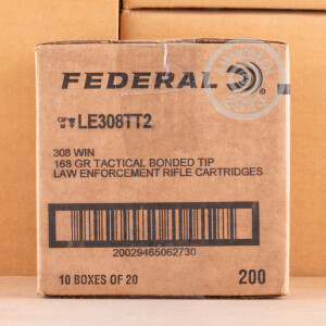 Photograph showing detail of 308 WIN FEDERAL LE 168 GRAIN TACTICAL BONDED TIP (20 ROUNDS)