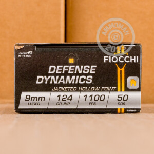 Image of the 9MM LUGER FIOCCHI 124 GRAIN JHP (1000 ROUNDS) available at AmmoMan.com.