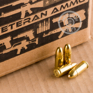 Image of Veteran Ammo 9mm Luger pistol ammunition.