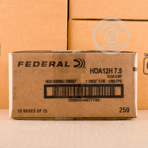Image of the 12 GAUGE FEDERAL HIGH OVER ALL 2-3/4" 1-1/8 OZ. #7.5 SHOT (25 ROUNDS) available at AmmoMan.com.
