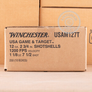 Photograph showing detail of 12 GAUGE WINCHESTER USA GAME & TARGET 2-3/4" 1-1/8 OZ. #7.5 SHOT (25 ROUNDS)