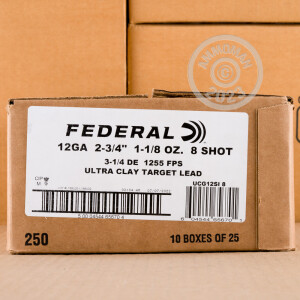 Image of 12 GAUGE FEDERAL ULTRA CLAY & FIELD 2-3/4" 1-1/8 OZ. #8 SHOT (250 ROUNDS)