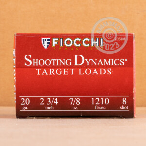Photograph showing detail of 20 GAUGE FIOCCHI 2-3/4" 7/8 OZ. #8 SHOT (250 ROUNDS)