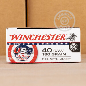 Photograph showing detail of 40 S&W WINCHESTER USA TARGET PACK 180 GRAIN FMJ (50 ROUNDS)