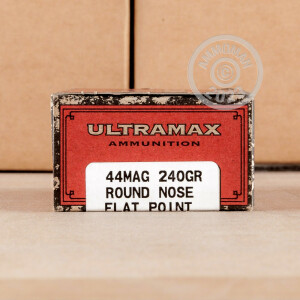 A photo of a box of Ultramax ammo in 44 Remington Magnum.