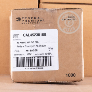 Image of the 45 ACP FEDERAL CHAMPION (ALUMINUM) 230 GRAIN FMJ (100 ROUNDS) available at AmmoMan.com.