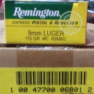 Photo detailing the 9MM REMINGTON EXPRESS 115 GRAIN FMJ (500 ROUNDS) for sale at AmmoMan.com.