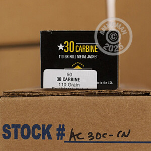Photo detailing the 30 CARBINE ARMSCOR USA 110 GRAIN FMJ (1000 ROUNDS) for sale at AmmoMan.com.