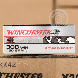 Photograph showing detail of 308 WIN WINCHESTER SUPER-X 150 GRAIN POWER-POINT (200 ROUNDS)