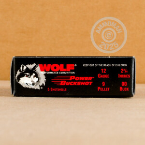 Photo detailing the 12 GAUGE WOLF POWER BUCKSHOT 2-3/4" 00 BUCK (5 ROUNDS) for sale at AmmoMan.com.