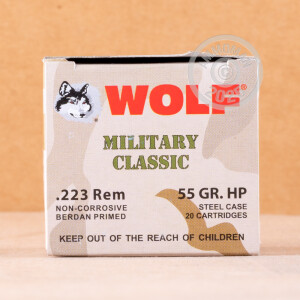 Image of 223 REMINGTON WOLF WPA MILITARY CLASSIC 55 GRAIN HP (20 ROUNDS)