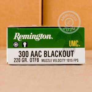 An image of 300 AAC Blackout ammo made by Remington at AmmoMan.com.