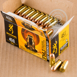 Photograph showing detail of 45 ACP BROWNING 230 GRAIN FMJ (500 ROUNDS)